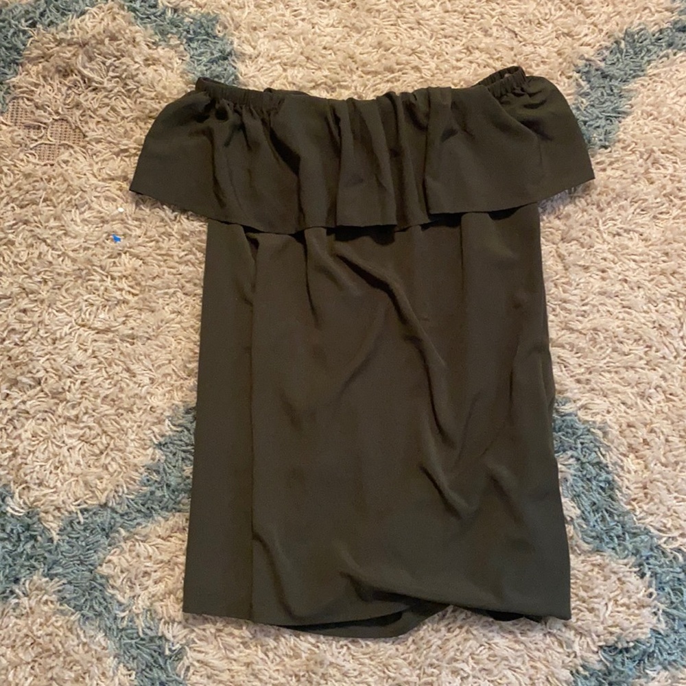 Olive off the shoulder French Connection dress